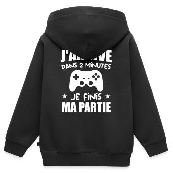 Jeux vidéo, Console de jeux, Fan de jeux vidéo - Sweat Premium à capuche zippé enfant bio - noir - Dos - AI Model Kid Male (0cm)