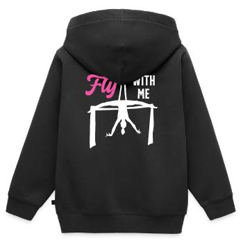 Voler avec moi Antenne en soie pour cirque - Sweat Premium à capuche zippé enfant bio - noir - Dos - AI Model Kid Male (0cm)