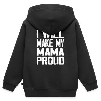 Ich werde meine Mama stolz machen - Kinder Premium Organic Zip Hoodie - Schwarz - Hinten - AI Model Kid Male (0cm)
