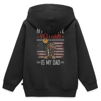 Father Veterans Day My Favorite Veteran Is My Dad - Sweat Premium à capuche zippé enfant bio - noir - Dos - AI Model Kid Male (0cm)