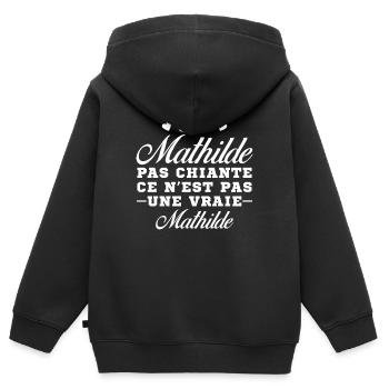 Une Mathilde pas chiante ce n est pas une vraie - Sweat Premium à capuche zippé enfant bio - noir - Dos - AI Model Kid Male (0cm)