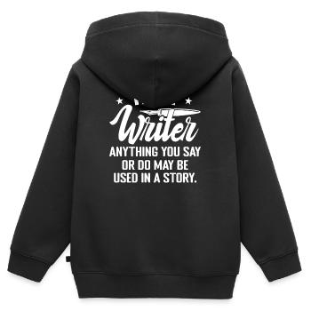 I Am A Writer Funny Author Novelist Novel Writing - Sweat Premium à capuche zippé enfant bio - noir - Dos - AI Model Kid Male (0cm)