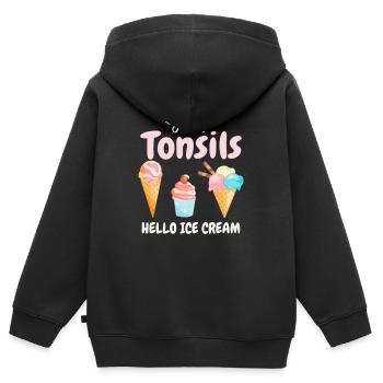 Bye Bye Tonsils Hello Ice Cream - Kids Premium Organic Zip-up Hoodie - black - Back - AI Model Kid Male (0cm)