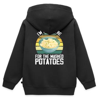 I'm Just Here For The Mashed Potatoes Funny Gag - Sweat Premium à capuche zippé enfant bio - noir - Dos - AI Model Kid Male (0cm)