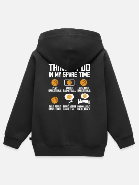 Dingen die ik doe in mijn vrije tijd Grappig basketbal - Kinder Premium zip hoodie biologisch - zwart