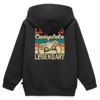 Level 10 abgeschlossen, Geschenk zum 10-jährigen Jubiläum - Kinder Premium Organic Zip Hoodie - Schwarz - Hinten - AI Model Kid Male (0cm)
