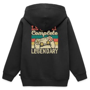 Level 11 abgeschlossen, Geschenk zum 11. Geburtstag - Kinder Premium Organic Zip Hoodie - Schwarz - Hinten - AI Model Kid Male (0cm)