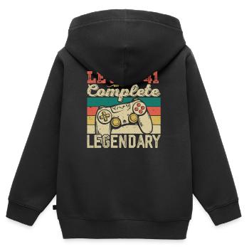 Stufe 41 abgeschlossen, 41 Geburtstagsgeschenk - Kinder Premium Organic Zip Hoodie - Schwarz - Hinten - AI Model Kid Male (0cm)