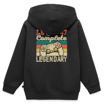 Stufe 47 abgeschlossen, 47 Geburtstagsgeschenk - Kinder Premium Organic Zip Hoodie - Schwarz - Hinten - AI Model Kid Male (0cm)