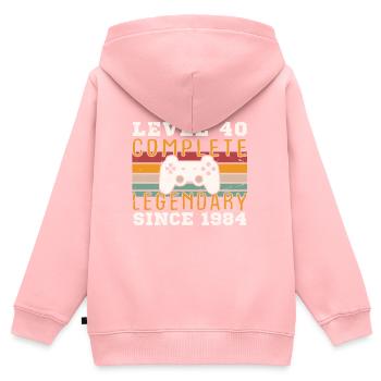 Level 40 Komplett 1984, Geburtstagsgeschenk - Kinder Premium Organic Zip Hoodie - Rosa - Hinten - AI Model Kid Female (0cm)
