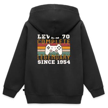 Stufe 70 Schließe 1954 Geburtstagsgeschenk ab - Kinder Premium Organic Zip Hoodie - Schwarz - Hinten - AI Model Kid Male (0cm)