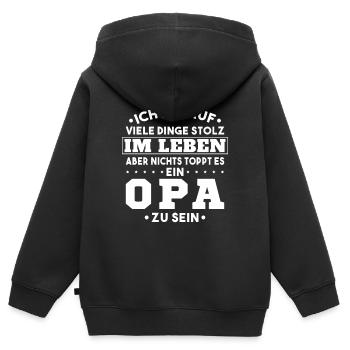 ich bin stolz wie ein Opa - Kinder Premium Organic Zip Hoodie - Schwarz - Hinten - AI Model Kid Male (0cm)