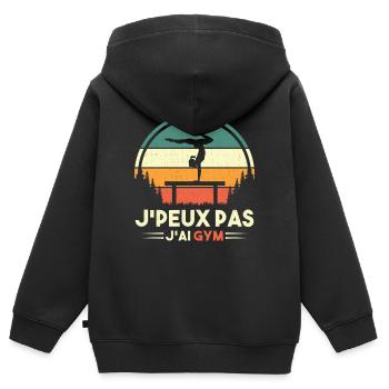 Gymnastique Cadeau Je Peux Pas J'ai Gym Vintage - Sweat Premium à capuche zippé enfant bio - noir - Dos - AI Model Kid Male (0cm)