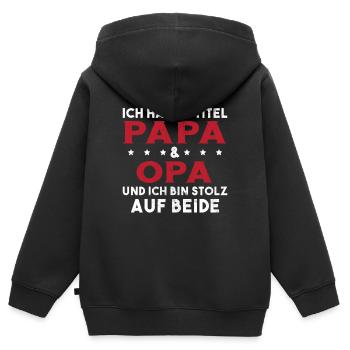 Opa Ich Habe Zwei Titel Und Bin Stolz - Kinder Premium Organic Zip Hoodie - Schwarz - Hinten - AI Model Kid Male (0cm)