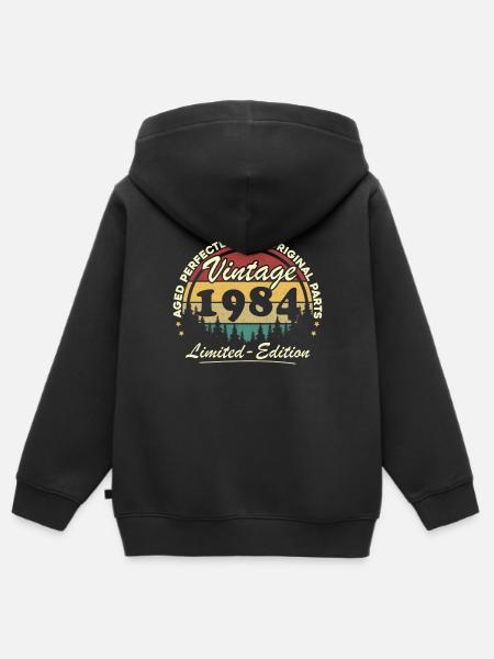 Vintage Geboren 1984 Jahrgang Geburtstag Retro - Premium børne zip-hættetrøje økologisk - sort