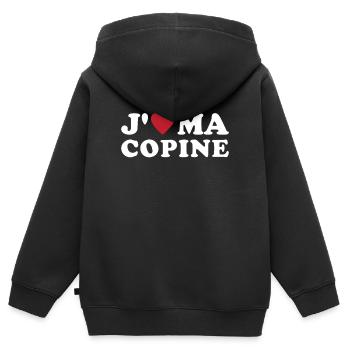 J'aime ma copine - Sweat Premium à capuche zippé enfant bio - noir - Dos - AI Model Kid Male (0cm)