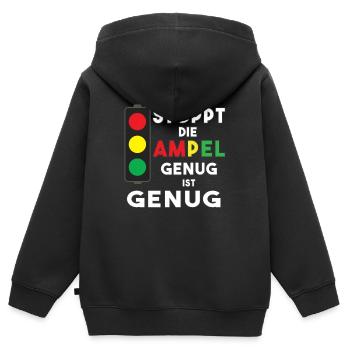 Arrêtez les feux de circulation - trop c’est trop - Sweat Premium à capuche zippé enfant bio - noir - Dos - AI Model Kid Male (0cm)