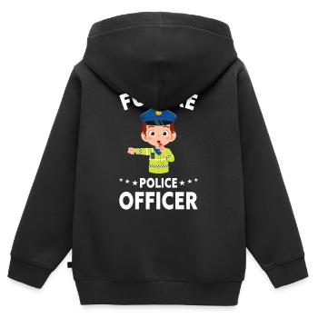 Bureau de Police des Policiers - Sweat Premium à capuche zippé enfant bio - noir - Dos - AI Model Kid Male (0cm)