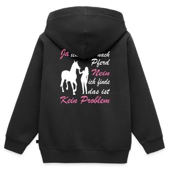 Ja Ich Rieche Nach Pferd Nein Das Ist Kein Problem - Kinder Premium Organic Zip Hoodie - Schwarz - Hinten - AI Model Kid Male (0cm)
