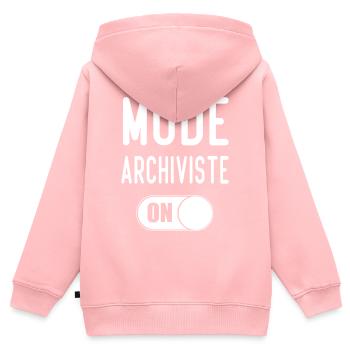 Mode on Cadeau et Archiviste - Sweat Premium à capuche zippé enfant bio - rose - Dos - AI Model Kid Female (0cm)