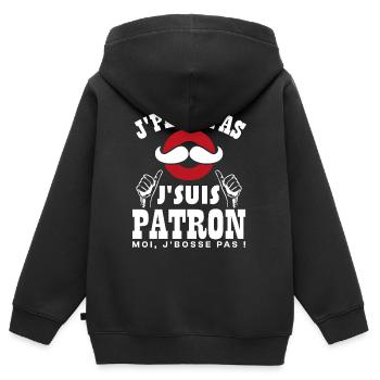 Ich kann nicht, ich bin ein Chef - Kinder Premium Organic Zip Hoodie - Schwarz - Hinten - AI Model Kid Male (0cm)
