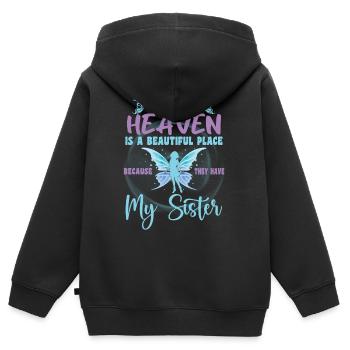 Sister Is My Guardian Angel In Heaven Memorial Day - Kids Premium Organic Zip-up Hoodie - black - Back - AI Model Kid Male (0cm)