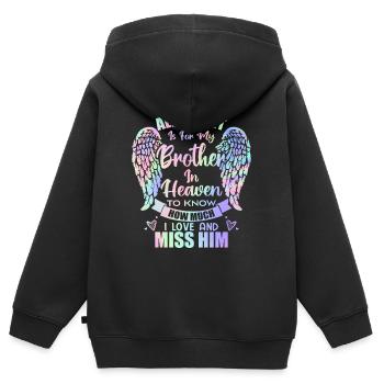 My Brother In Heaven Angel Wings - Sweat Premium à capuche zippé enfant bio - noir - Dos - AI Model Kid Male (0cm)