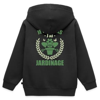Ich kann nicht, ich habe Gartenarbeit - Kinder Premium Organic Zip Hoodie - Schwarz - Hinten - AI Model Kid Male (0cm)