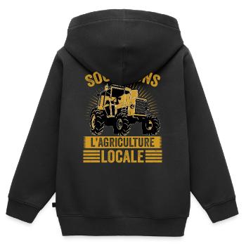 Soutenons L'agriculture Locale - Sweat Premium à capuche zippé enfant bio - noir - Dos - AI Model Kid Male (0cm)
