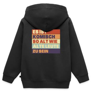 Es ist komisch so alt wie alte leute zu sein - Kinder Premium Organic Zip Hoodie - Schwarz - Hinten - AI Model Kid Male (0cm)