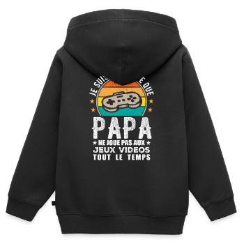 Ein Beweis dafür, dass Papa keine Videospiele spielt - Kinder Premium Organic Zip Hoodie - Schwarz - Hinten - AI Model Kid Male (0cm)