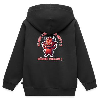 Petit, doux et agréable ? Mauvaise erreur ! petit diable - Sweat Premium à capuche zippé enfant bio - noir - Dos - AI Model Kid Male (0cm)