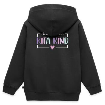 I am now a daycare child 2024 Kita Start - Kids Premium Organic Zip-up Hoodie - black - Back - AI Model Kid Male (0cm)