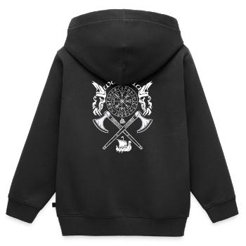 WALHALLA-VIKING SYMBOLE-WIKINGER RUNEN - Kinder Premium Organic Zip Hoodie - Schwarz - Hinten - AI Model Kid Male (0cm)