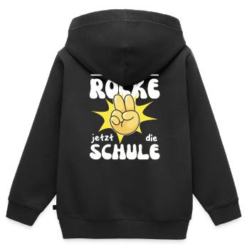Kindergarten Abschied Hallo Schule ich bin soweit! - Kinder Premium Organic Zip Hoodie - Schwarz - Hinten - AI Model Kid Male (0cm)