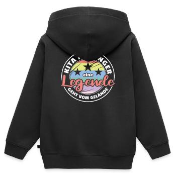Diplômé de la garderie : une légende quitte le site - Sweat Premium à capuche zippé enfant bio - noir - Dos - AI Model Kid Male (0cm)