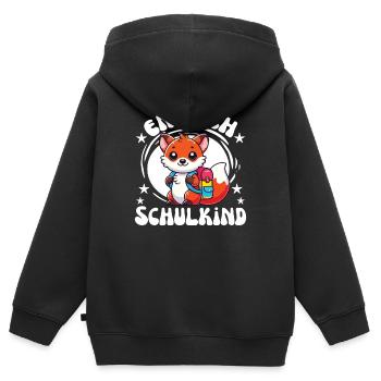 Endlich Schulkind süßes Fuchs zur Einschulung - Kinder Premium Organic Zip Hoodie - Schwarz - Hinten - AI Model Kid Male (0cm)