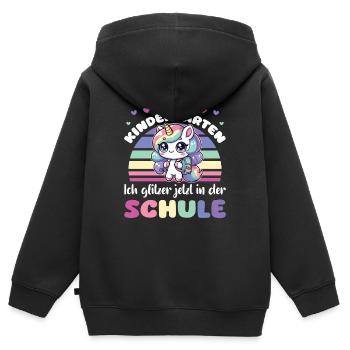Bye bye kindergarten I glitter at school - Kids Premium Organic Zip-up Hoodie - black - Back - AI Model Kid Male (0cm)