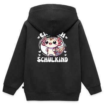Endlich Schulkind süßes Axolotl zur Einschulung - Kinder Premium Organic Zip Hoodie - Schwarz - Hinten - AI Model Kid Male (0cm)