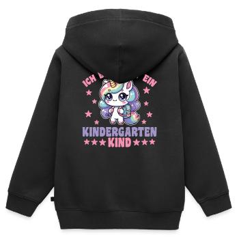 I am a kindergarten child kindergarten unicorn - Kids Premium Organic Zip-up Hoodie - black - Back - AI Model Kid Male (0cm)