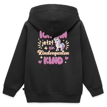 I am a kindergarten child kindergarten unicorn - Kids Premium Organic Zip-up Hoodie - black - Back - AI Model Kid Male (0cm)