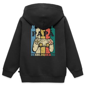Dad Trainee Funny Future Dad Ad Em - Kids Premium Organic Zip-up Hoodie - black - Back - AI Model Kid Male (0cm)
