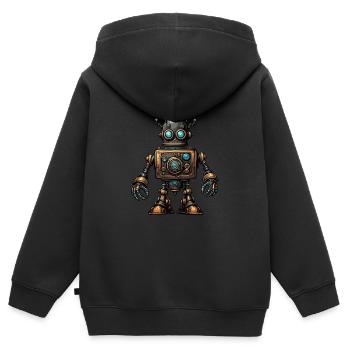 Steampunk-Roboter - Kinder Premium Organic Zip Hoodie - Schwarz - Hinten - AI Model Kid Male (0cm)