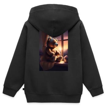 Süßer Teddybär - Kinder Premium Organic Zip Hoodie - Schwarz - Hinten - AI Model Kid Male (0cm)