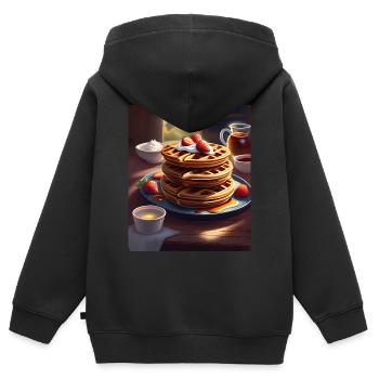 Crêpes pour le petit-déjeuner - Sweat Premium à capuche zippé enfant bio - noir - Dos - AI Model Kid Male (0cm)