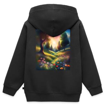 Wunderbares Waldgrafikdesign - Kinder Premium Organic Zip Hoodie - Schwarz - Hinten - AI Model Kid Male (0cm)