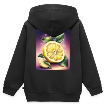 Süß-saure Zitrone - Kinder Premium Organic Zip Hoodie - Schwarz - Hinten - AI Model Kid Male (0cm)