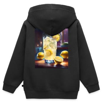 Jus de citron aigre - Sweat Premium à capuche zippé enfant bio - noir - Dos - AI Model Kid Male (0cm)