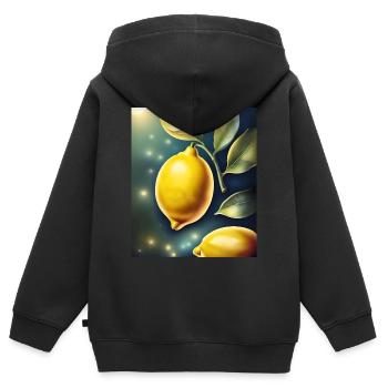 Gesunde Zitrone Zitrone - Kinder Premium Organic Zip Hoodie - Schwarz - Hinten - AI Model Kid Male (0cm)