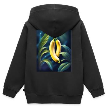 Cool aussehendes Bananen-Design - Kinder Premium Organic Zip Hoodie - Schwarz - Hinten - AI Model Kid Male (0cm)